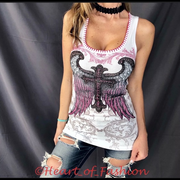 Vocal Ribbed Thermal Embellished Graphic Tank Top - Picture 2 of 9